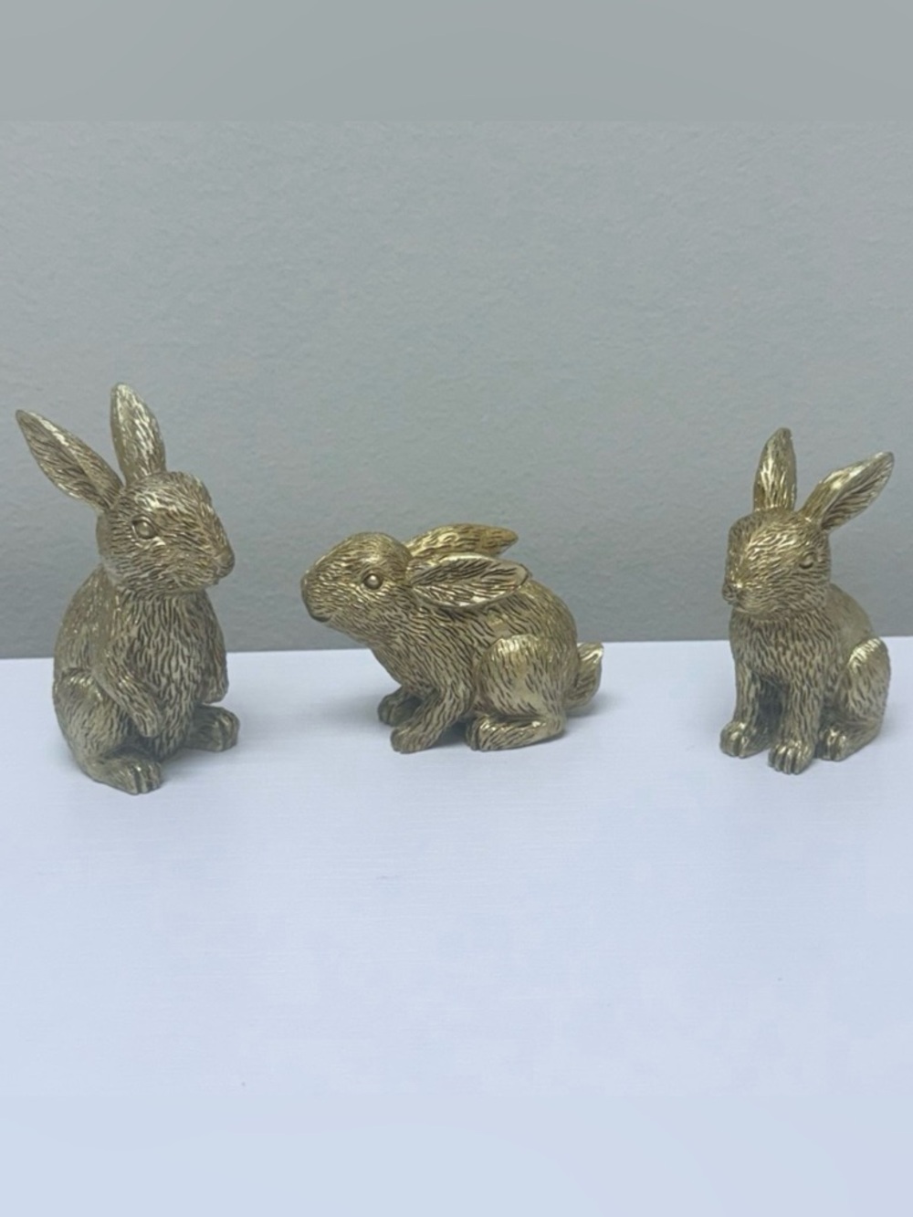 NEW Target Bullseyes Playground Full Set of 3 Small Gold Resin Figural Bunnies